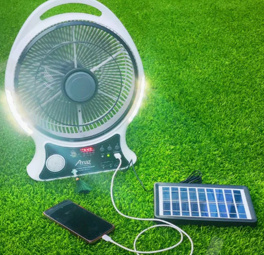 ABANICO RECARGABLE 14" SOLAR CON ALTAVOZ
